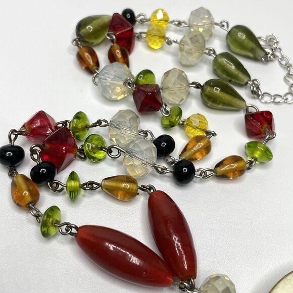 Artisan Handcrafted Floral Enamel Cloisonne Pendant Glass Beaded Necklace - Picture 4 of 9